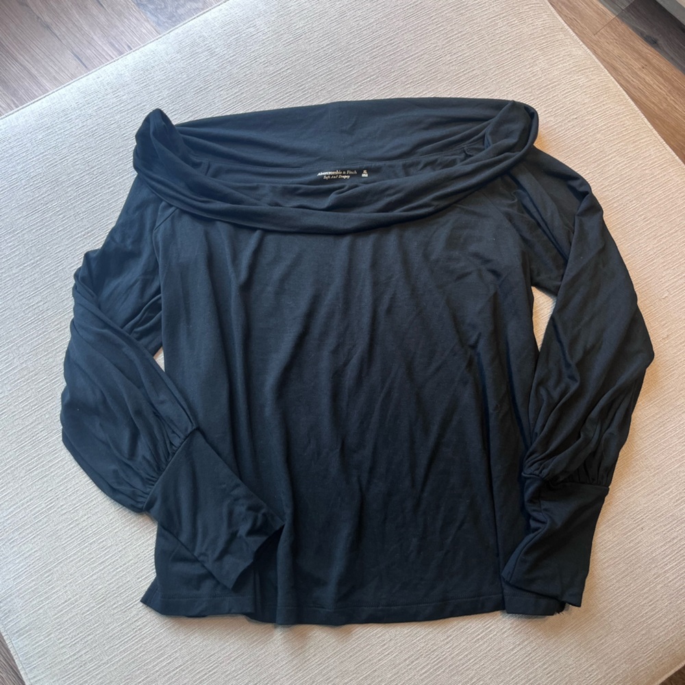 Abercrombie Black Soft AF Off The Shoulder Top - Size XL